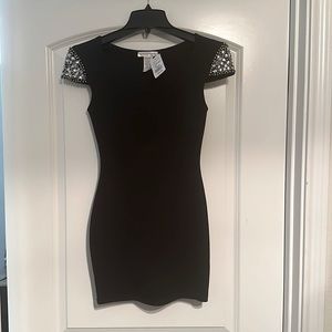 A’gaci little black dress with jeweled short sleeve. Small. NWT.